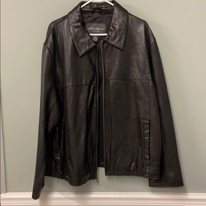 Eddie Bauer Black Lamb Leather Jacket XL Vintage